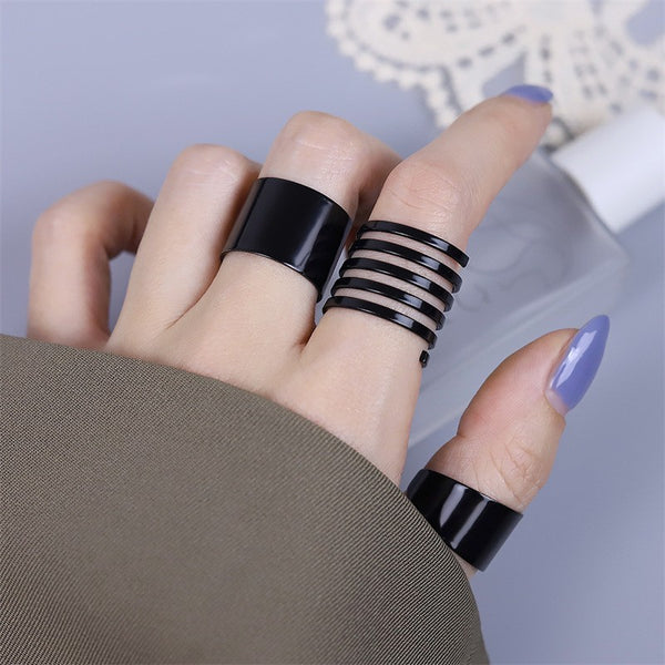 Vintage Roman Numeral Hexagram 3 Piece Ring Set