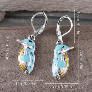 Turquoise Tie Small Kingfisher Simple Compact Earrings