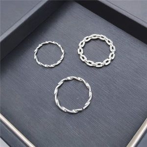 Vintage Roman Numeral Hexagram 3 Piece Ring Set