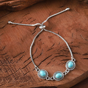 Ethnic Fashion Oval Turquoise Adjustable Bracelet