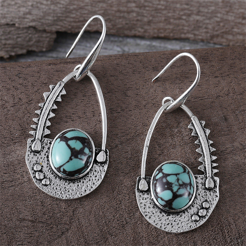 Round Gemstone Ethnic Earrings
