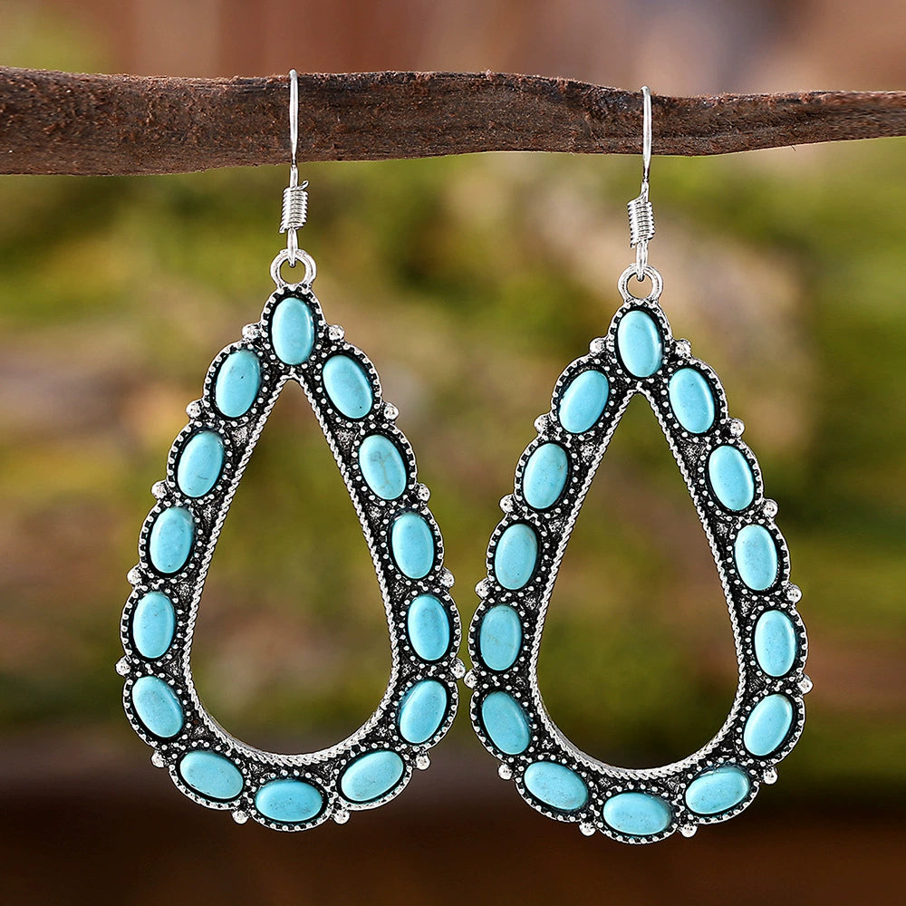 Geometric Teardrop Set Turquoise Earrings