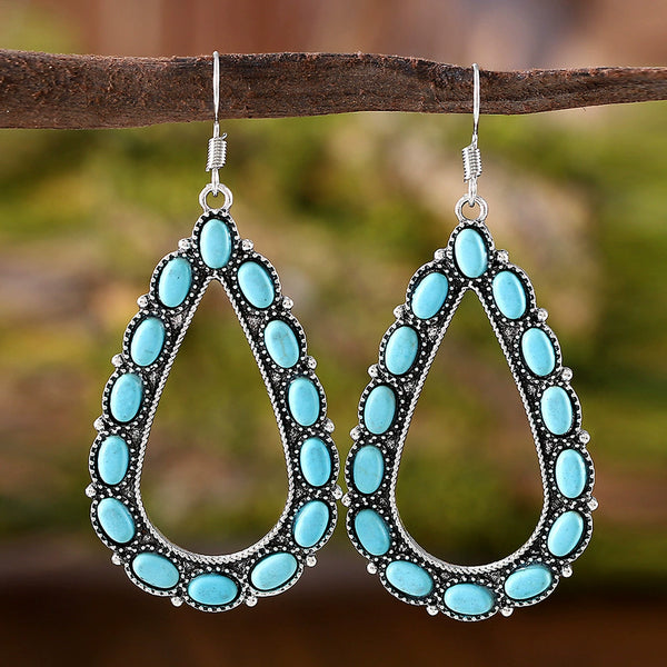 Geometric Teardrop Set Turquoise Earrings