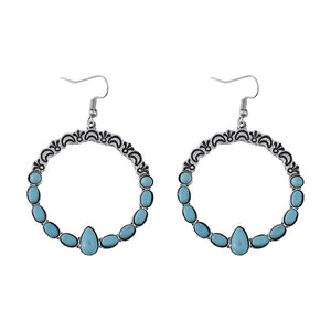 Oval Teardrop Moon Flower Earrings