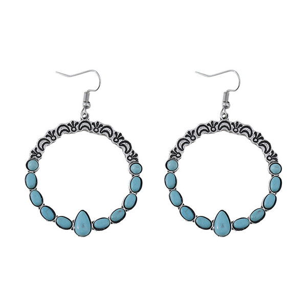 Oval Teardrop Moon Flower Earrings