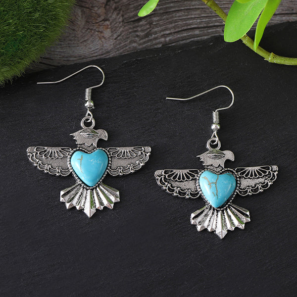 Boho Turquoise Eagle Earrings