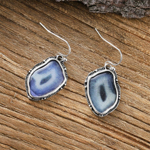 Gradient Color Bohemian Faux Amethyst Agate Dangle Earrings