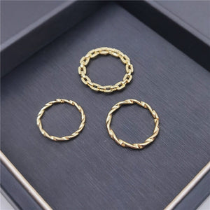 Vintage Roman Numeral Hexagram 3 Piece Ring Set