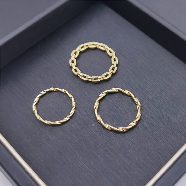 Vintage Roman Numeral Hexagram 3 Piece Ring Set