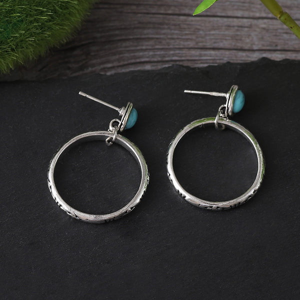 Geometric Oval Gemstone Earrings