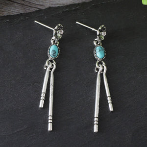Simple Geometric Turquoise Tassel Earrings