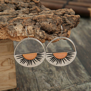 Orange Half Circle Cutout Sunset Earrings