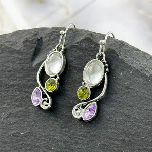 Dangle Earrings with Colored Stones