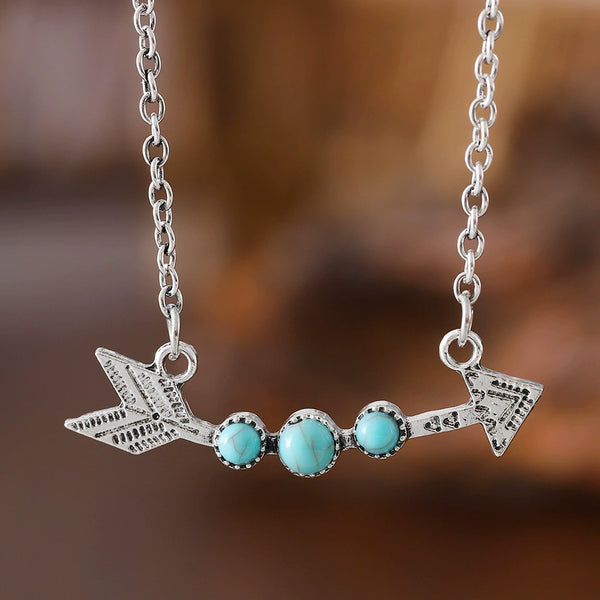Boho Gold Arrowhead Turquoise Necklace
