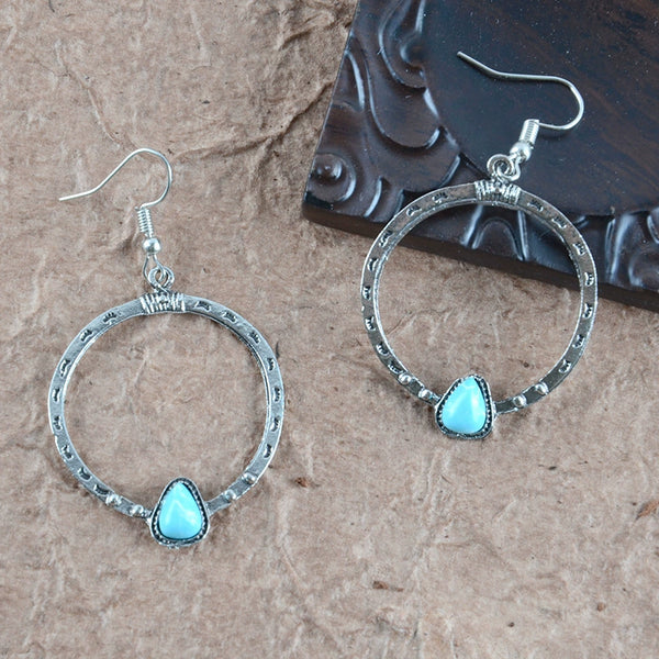 Classical Ethnic Style Inlaid Turquoise Earrings