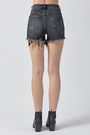 Raw Hem Denim Shorts with Pockets