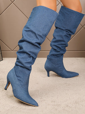 Point Toe Denim Boots