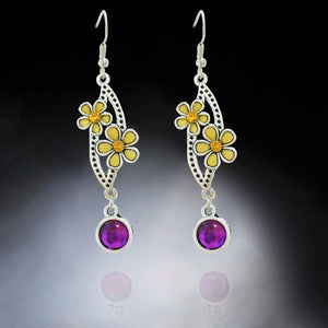 Flower Purple Stone Earrings