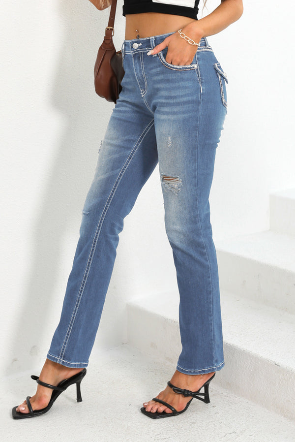 New Summer Fashion Slim Straight Jeans