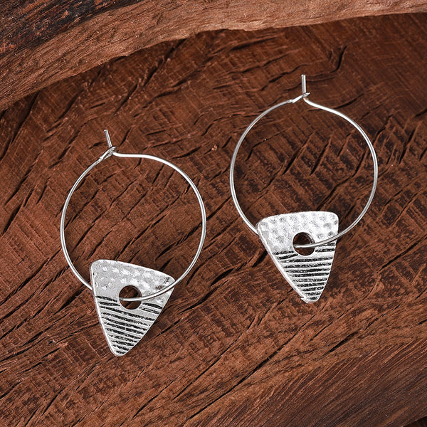 Vintage Printed Triangular Earrings