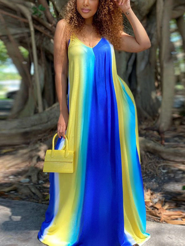 Ombre Spaghetti Strap Maxi Dress