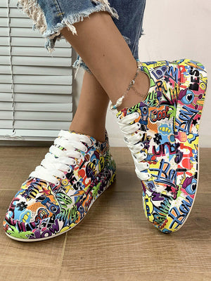 Colorful Printed Lace-up Sneakers