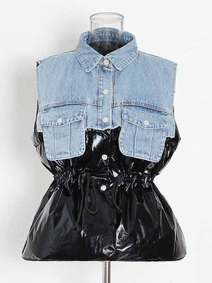 Denim Puff Vest Jacket