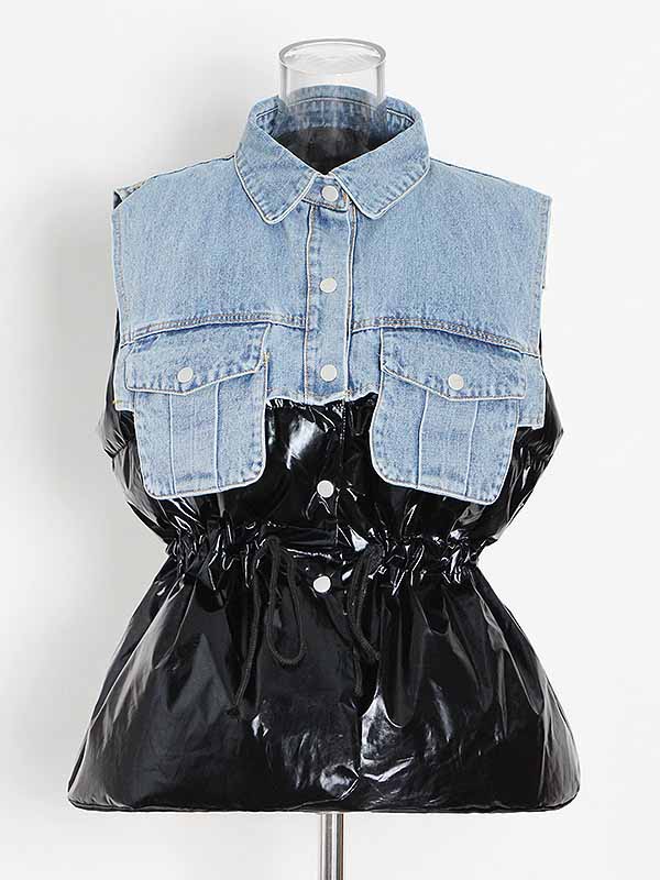 Denim Puff Vest Jacket