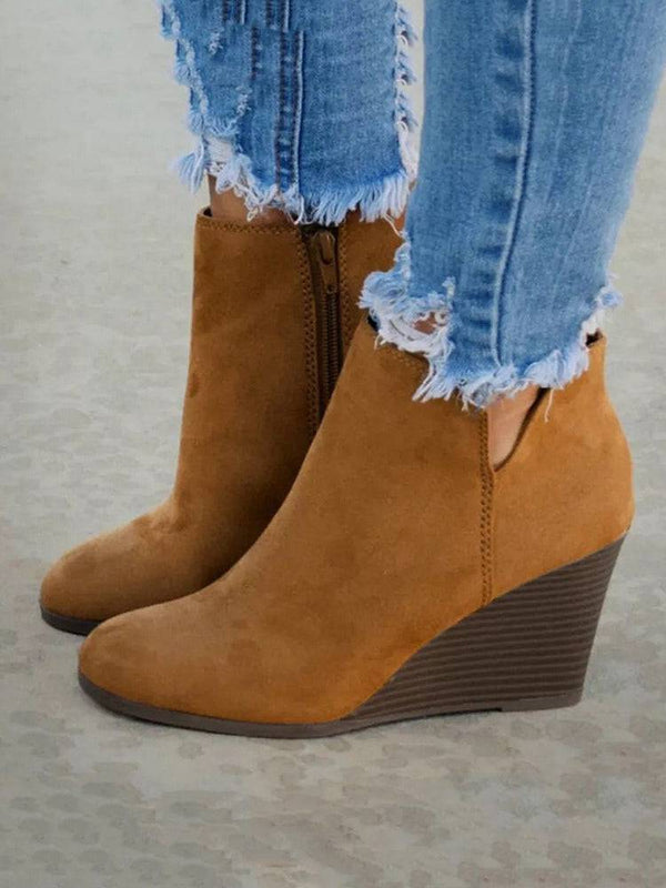 Leopard Cut Out Wedge Booties