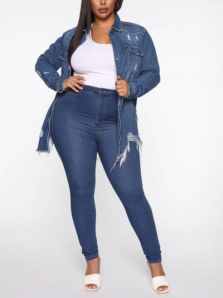 Distressed Denim Coat