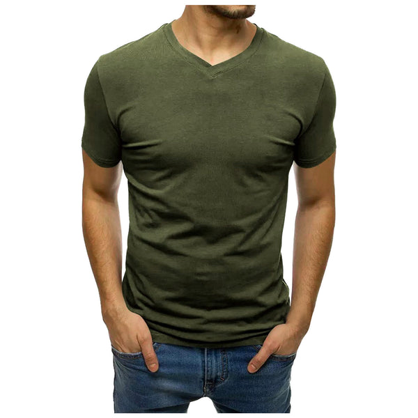 Summer Men's Cotton Loose Relaxed Solid Color T-shirt