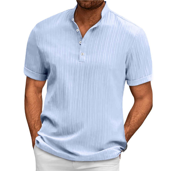 Mens Textured Short Sleeve Henley Shirt