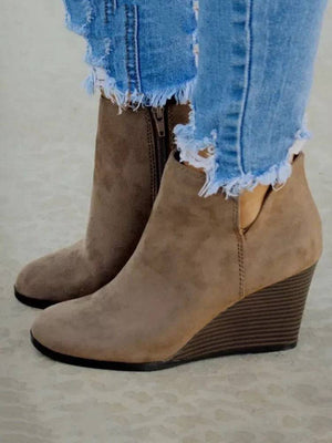 Leopard Cut Out Wedge Booties