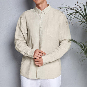 Men's Linen Button Down Pocket Shirt