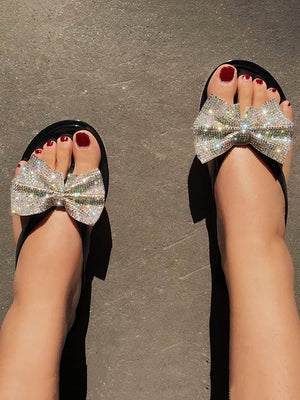 Bow Rhinestone Flip-Flops Sandals