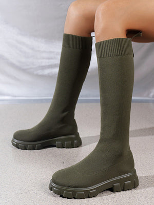 Knitted Flat Heel Sock Boots