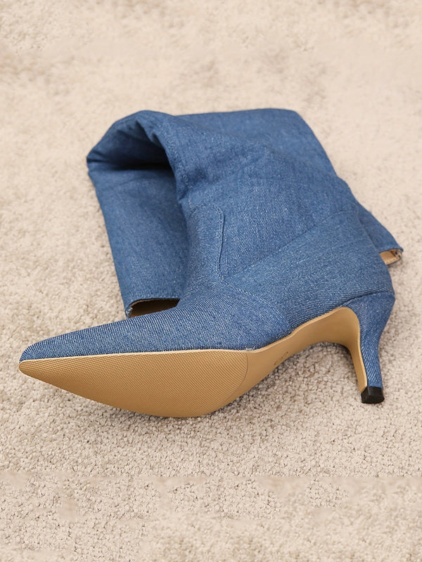 Point Toe Denim Boots