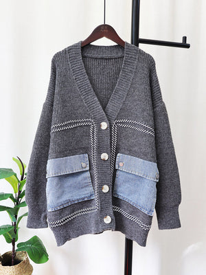 Denim Pocket Button Cardigan