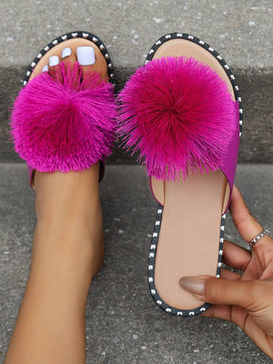 Plush Flat Slide Sandals