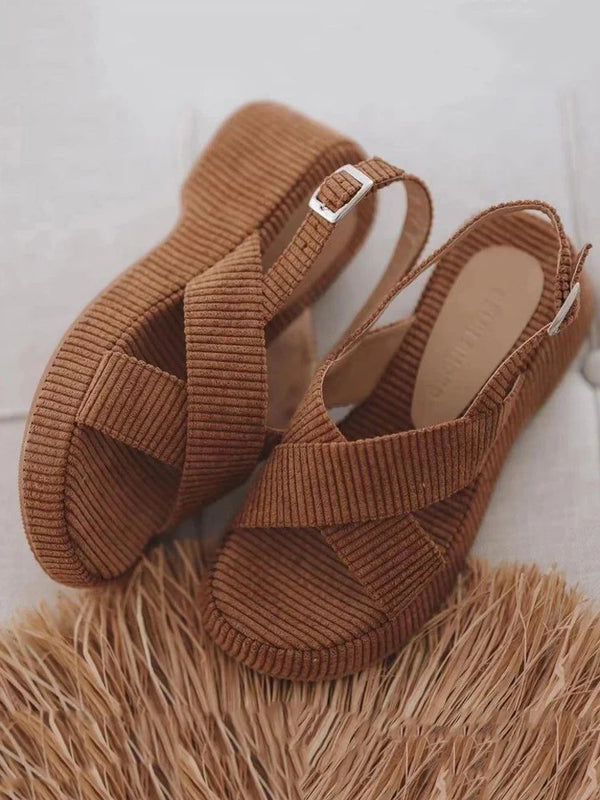 Suede Cross Ankle Strap Sandals