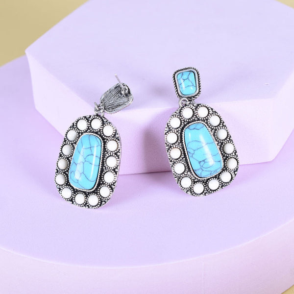 Retro Silver Turquoise Earrings