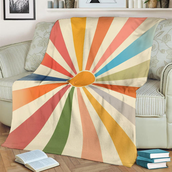 Cute Kitten Rainbow Sun Ray Art Blanket