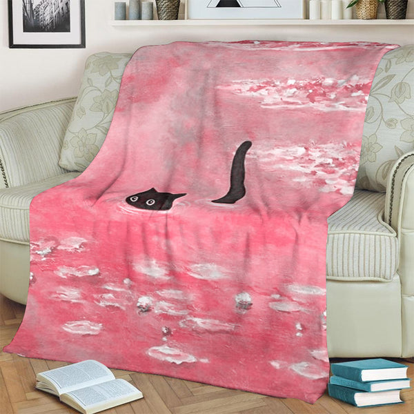 Women's Oil Painting Cat Print Blanket