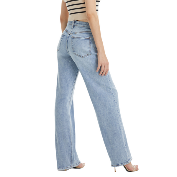 Women High Rise Stretch Relaxed Straight Jeans BYT5196