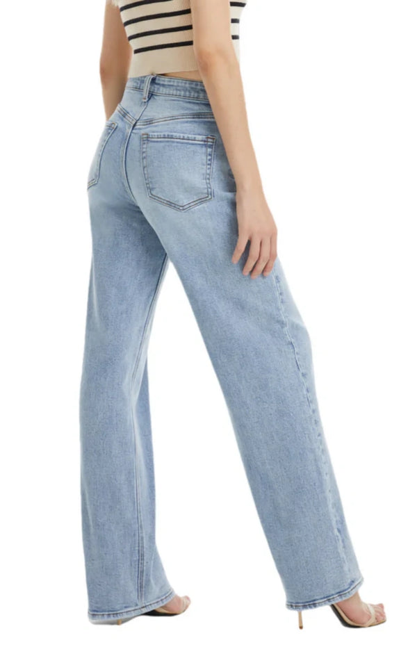 High Rise Stretch Relaxed Straight Jeans