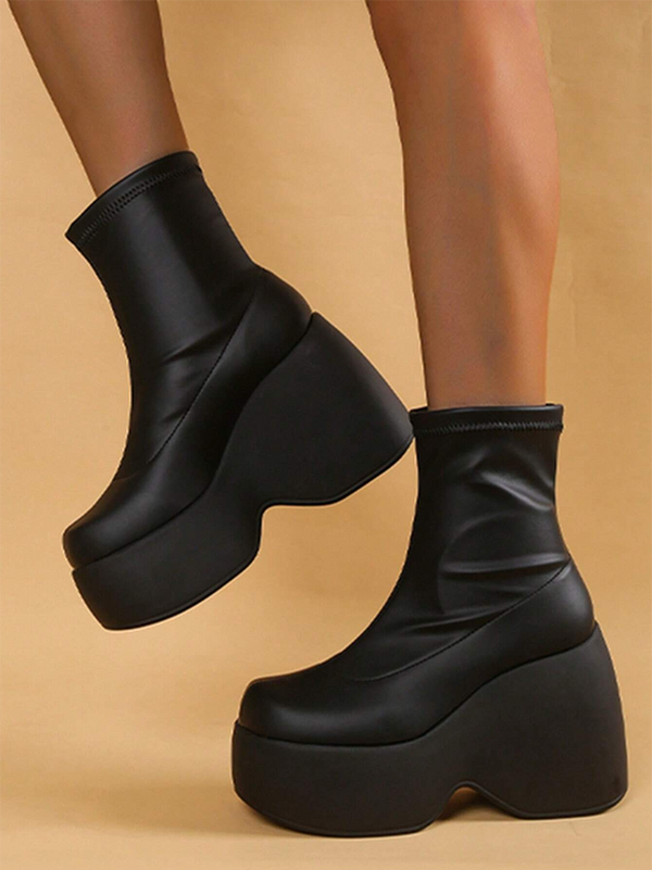 Wedge Heel Platform Boots