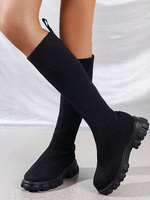 Knitted Flat Heel Sock Boots