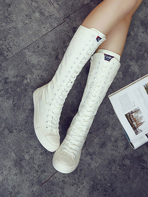 Lace-up Canvas Boots