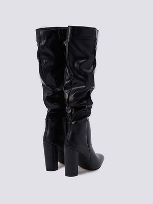 Ruched Chunky Heel Boots