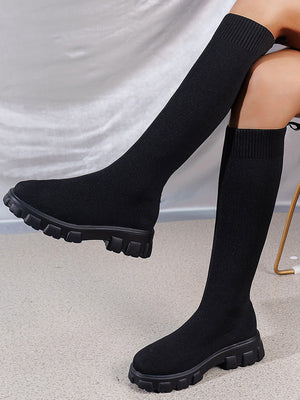 Knitted Flat Heel Sock Boots